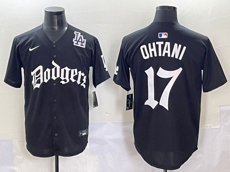 Men 2025 Los Angeles Dodgers #17 Ohtani Black Seventh generation Joint Name Nike MLB Jersey style 13